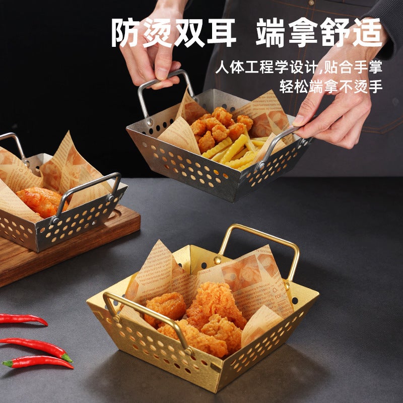 Stainless Steel Square Mesh Basket – Large Frying and Draining Basket - Image 4